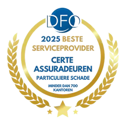 DFO-award Beste Serviceprovider 2025: particuliere schade, kleine serviceproviders. Gewonnen door certe assuradeuren.